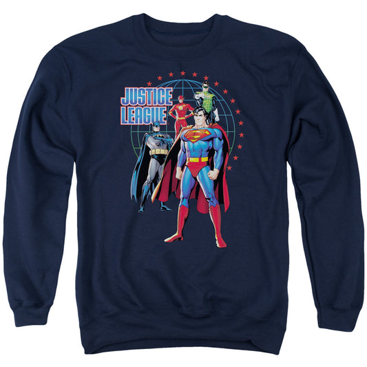 Jla - Protectors - Adult Crewneck Sweatshirt - Navy