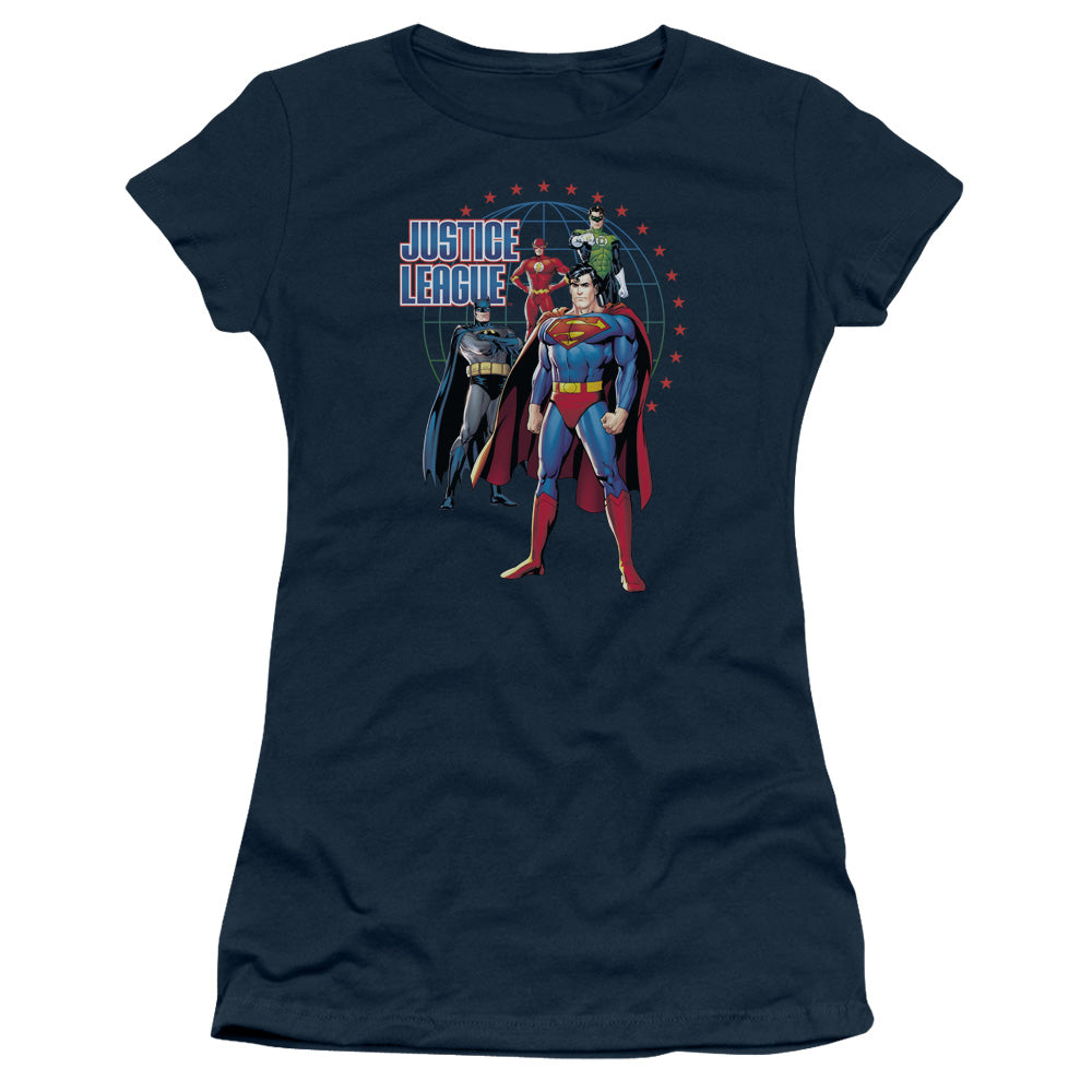 Jla - Protectors - Short Sleeve Junior Sheer - Navy T-shirt