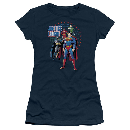 Jla - Protectors - Short Sleeve Junior Sheer - Navy T-shirt