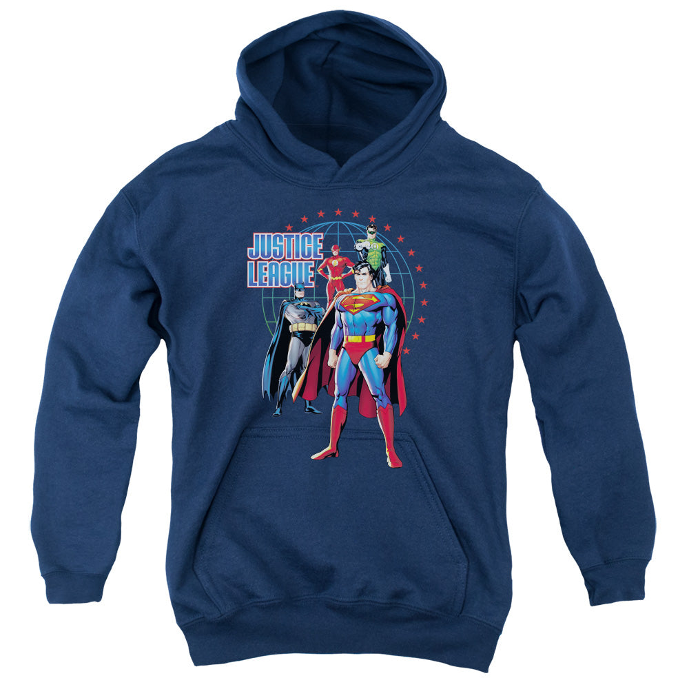 Jla Protectors-youth Pull-over Hoodie - Navy