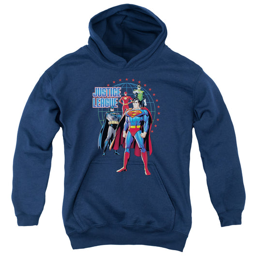 Jla Protectors-youth Pull-over Hoodie - Navy