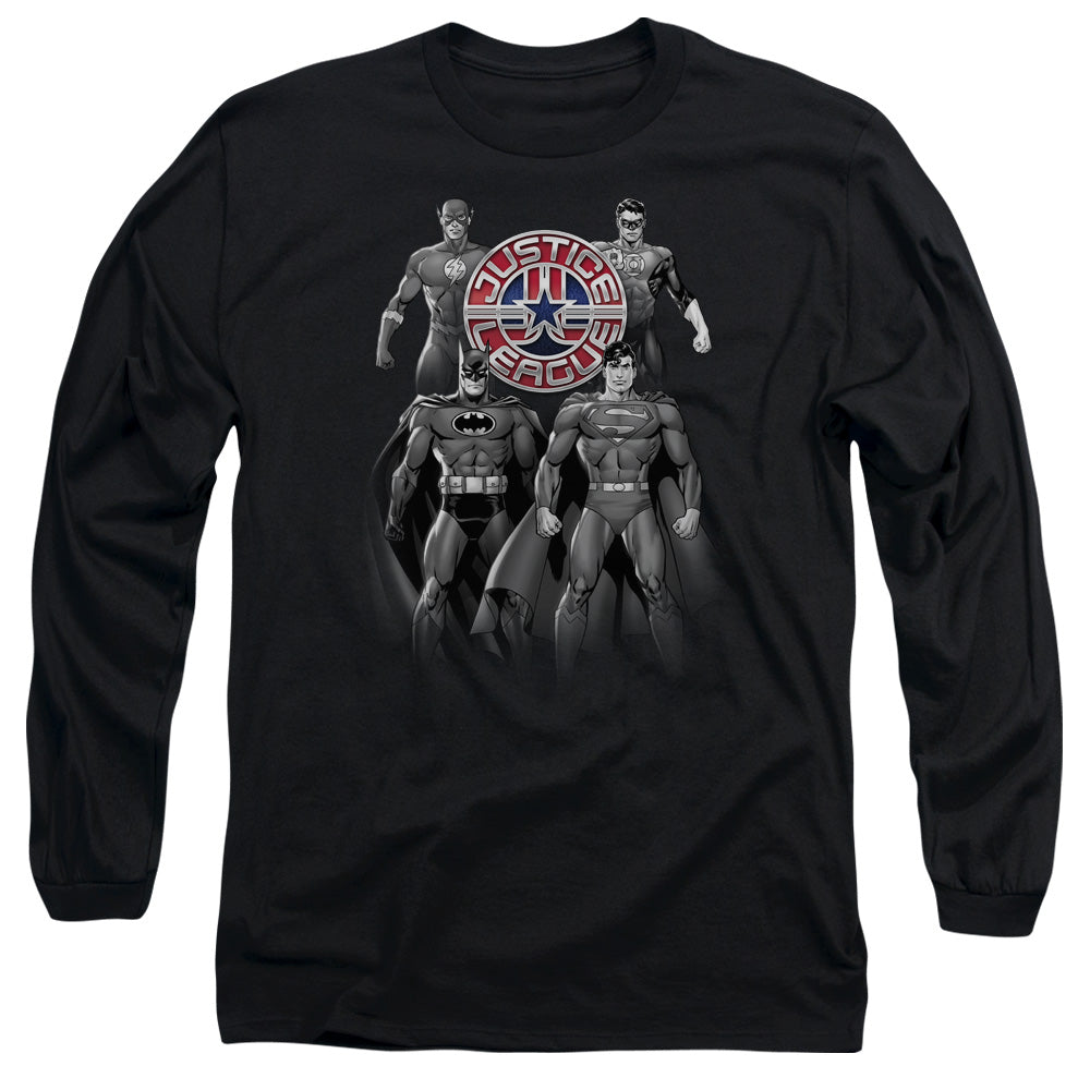 Jla - Shades Of Gray - Long Sleeve Adult 18/1 - Black T-shirt