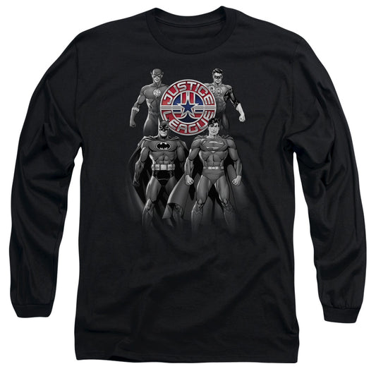 Jla - Shades Of Gray - Long Sleeve Adult 18/1 - Black T-shirt