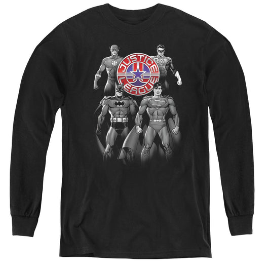 Jla - Shades Of Gray - Youth Long Sleeve Tee - Black