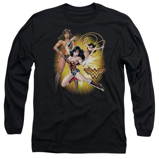 Jla - Wonder Woman - Long Sleeve Adult 18/1 - Black T-shirt