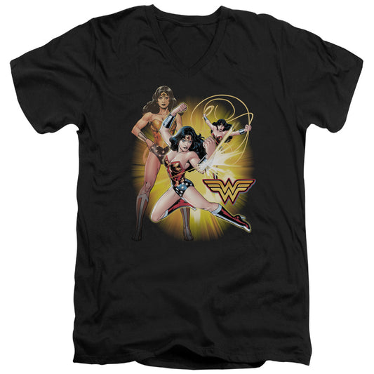 Jla - Wonder Woman - Short Sleeve Adult V-neck - Black T-shirt