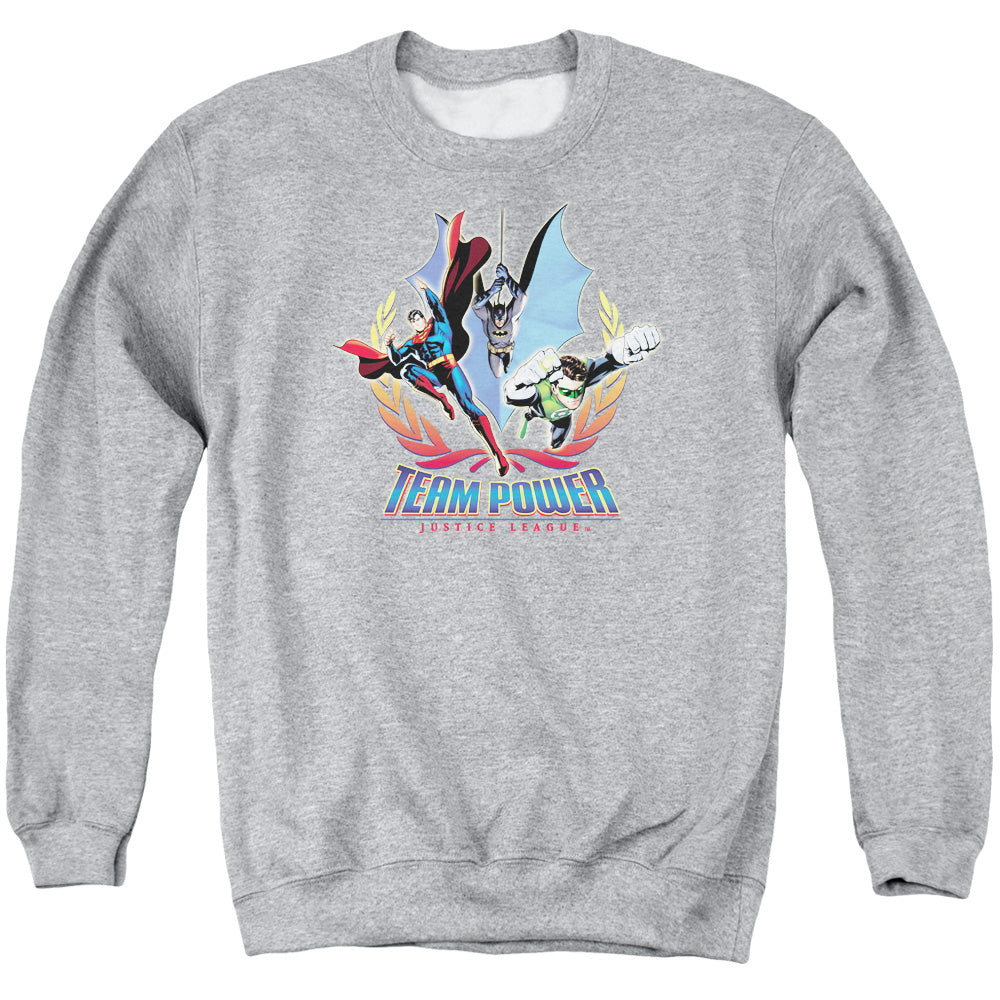 Jla - Team Power - Adult Crewneck Sweatshirt - Athletic Heather