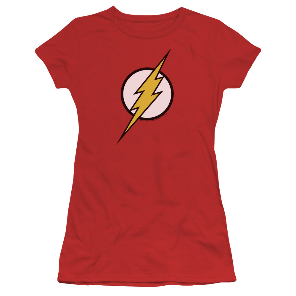 Jla - Flash Logo - Short Sleeve Junior Sheer - Red T-shirt