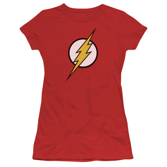 Jla - Flash Logo - Short Sleeve Junior Sheer - Red T-shirt