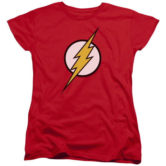 Jla - Flash Logo - Short Sleeve Womens Tee - Red T-shirt