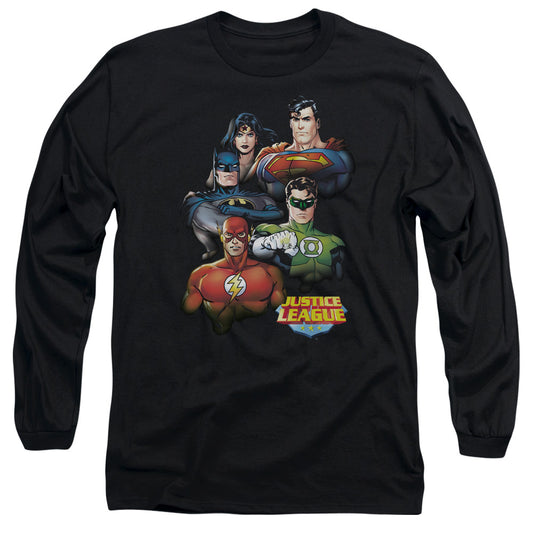 Jla - Group Portrait - Long Sleeve Adult 18/1 - Black T-shirt