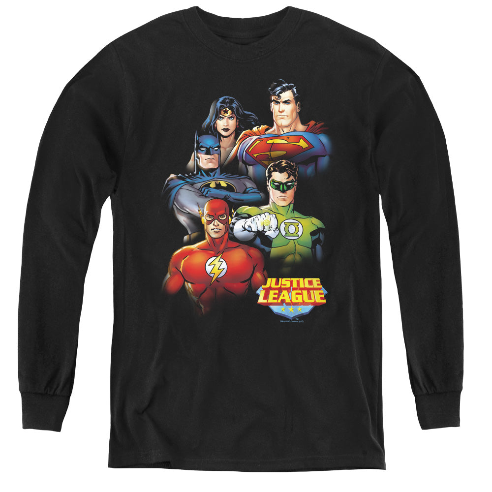 Jla Group Portrait - Youth Long Sleeve Tee - Black