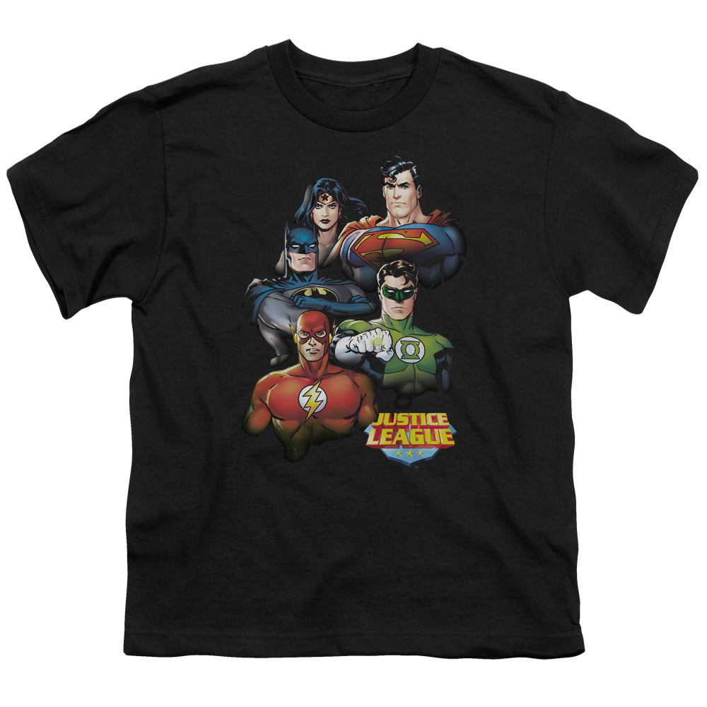 Jla - Group Portrait - Short Sleeve Youth 18/1 - Black T-shirt