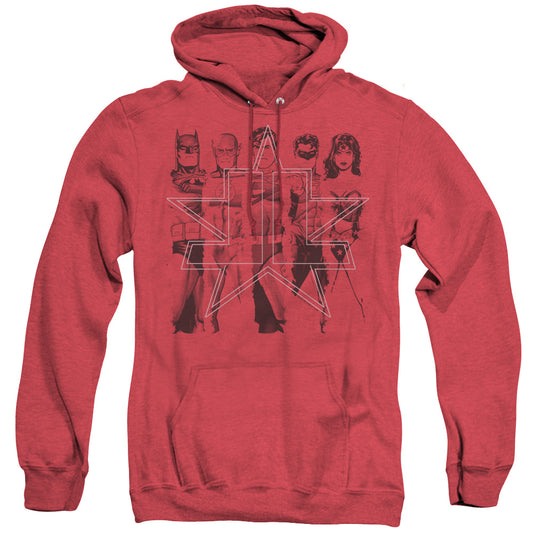 Jla - Five Stars - Adult Heather Hoodie - Red