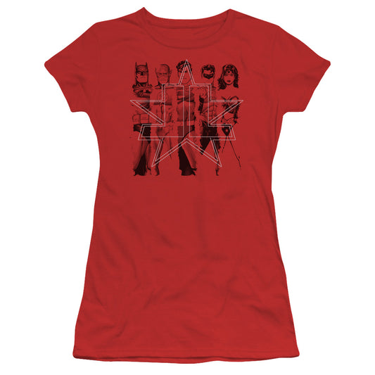 Jla - Five Stars - Short Sleeve Junior Sheer - Red T-shirt