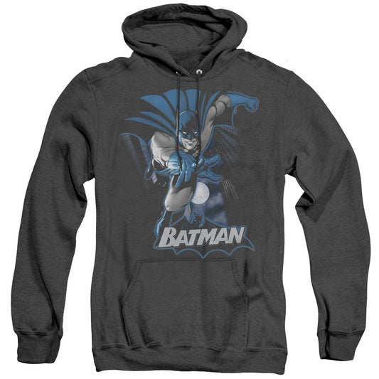 Jla - Batman Blue & Gray - Adult Heather Hoodie - Black