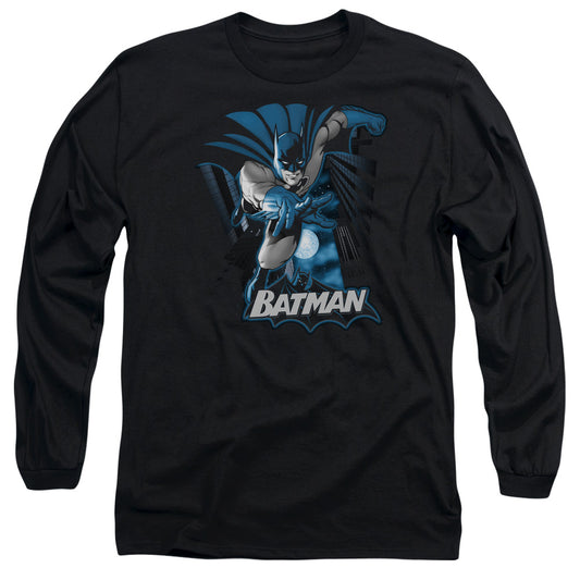 Jla - Batman Blue & Gray - Long Sleeve Adult 18/1 - Black T-shirt