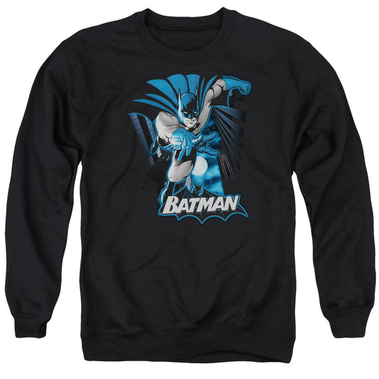 Jla - Batman Blue &amp; Gray - Adult Crewneck Sweatshirt - Black