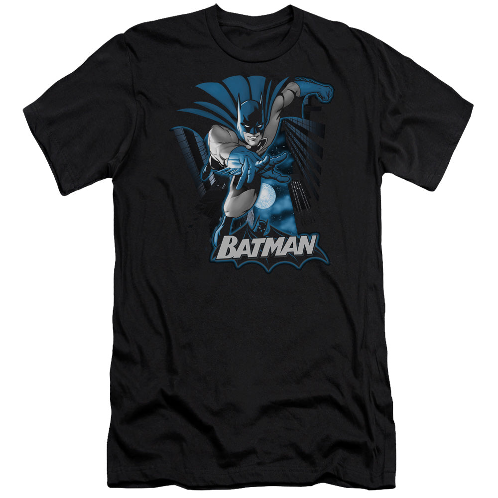 Jla - Batman Blue & Gray - Short Sleeve Adult 30/1 - Black T-shirt