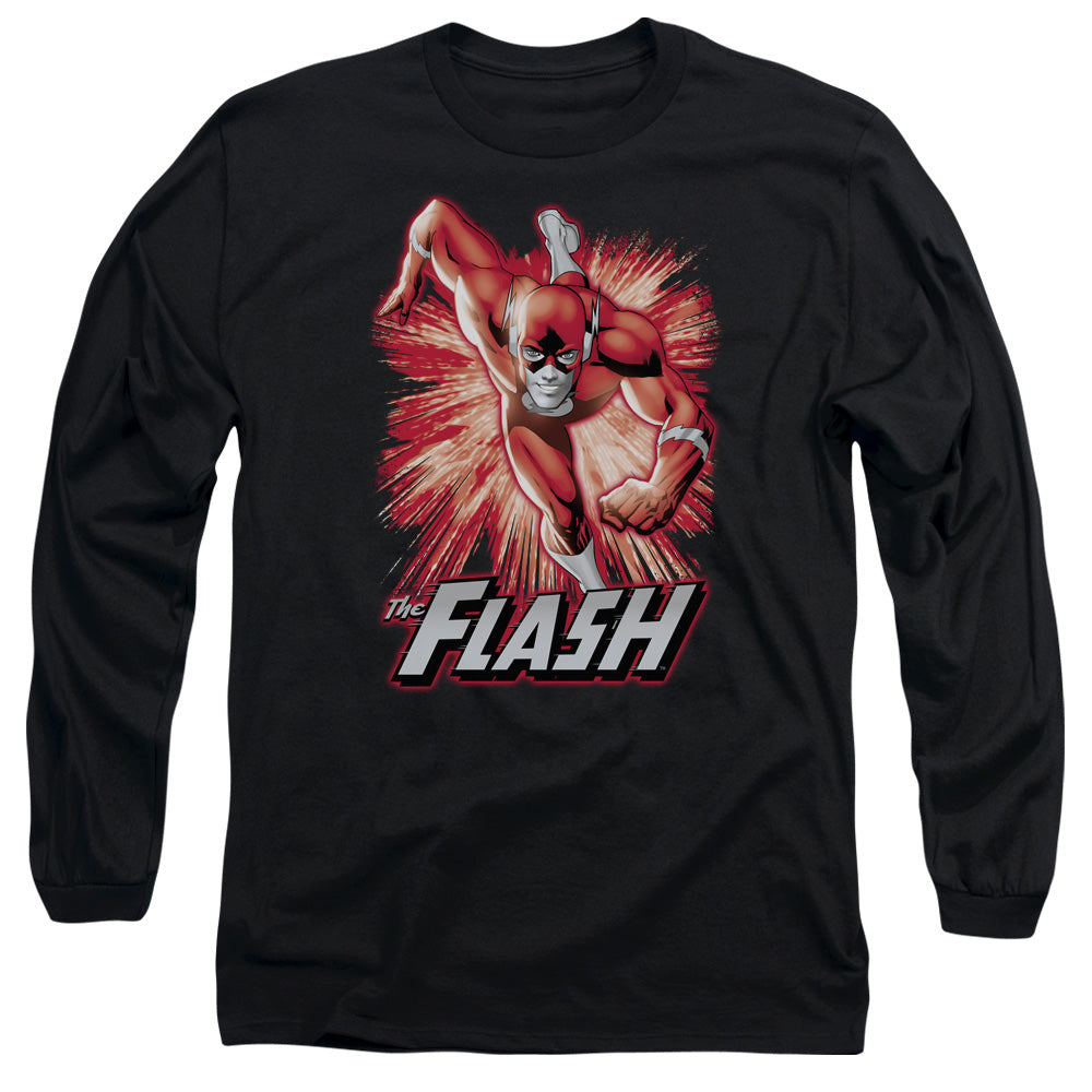 Jla - Flash Red & Gray - Long Sleeve Adult 18/1 - Black T-shirt