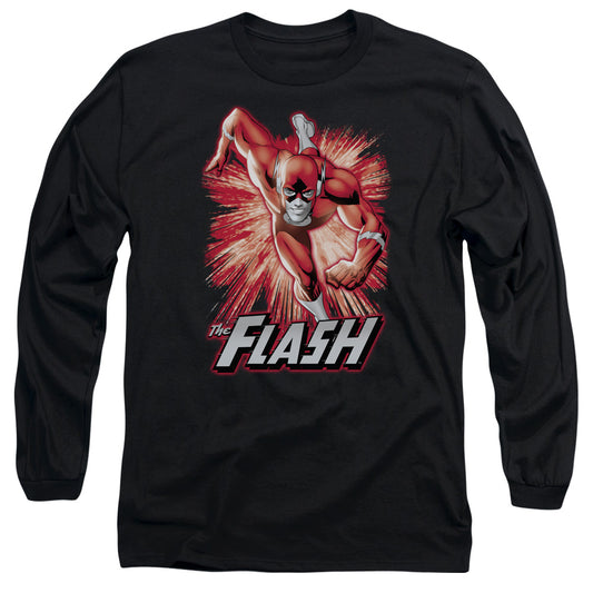 Jla - Flash Red & Gray - Long Sleeve Adult 18/1 - Black T-shirt