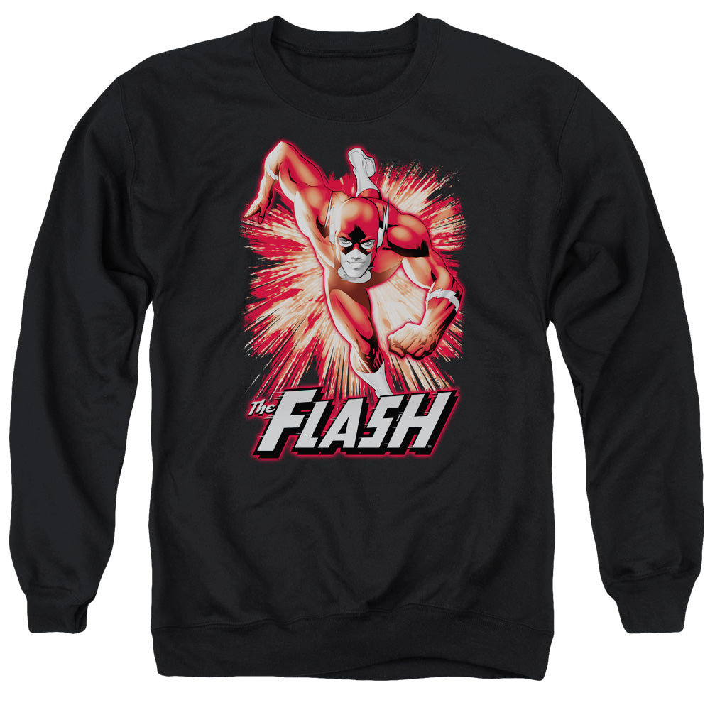 Jla - Flash Red &amp; Gray - Adult Crewneck Sweatshirt - Black