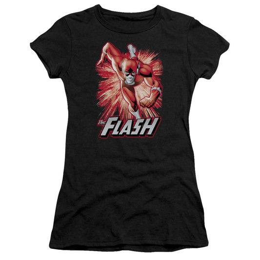 Jla - Flash Red & Gray - Short Sleeve Junior Sheer - Black T-shirt