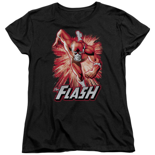Jla - Flash Red & Gray - Short Sleeve Womens Tee - Black T-shirt
