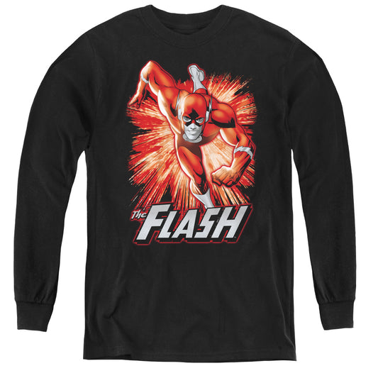 Jla - Flash Red & Gray - Youth Long Sleeve Tee - Black