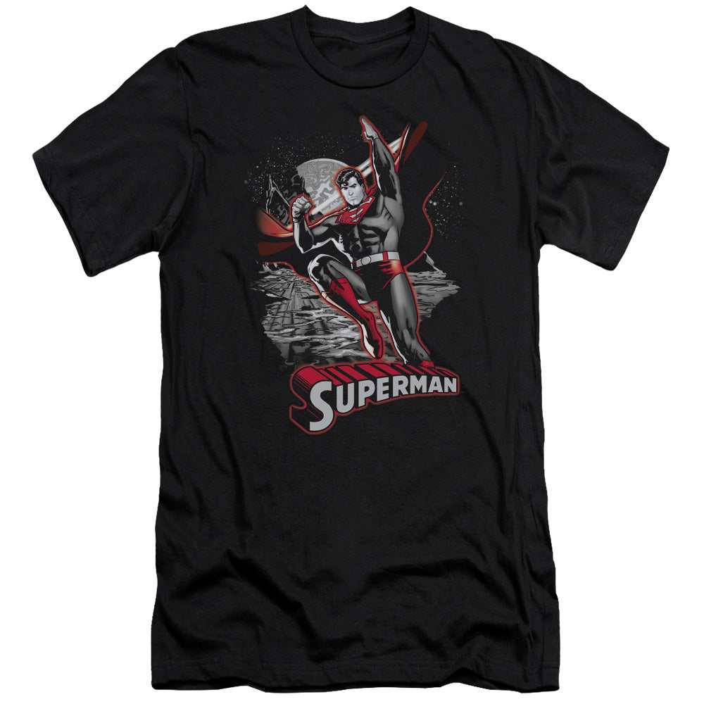 Jla - Superman Red & Gray-premuim Canvas Adult Slim Fit 30/1 - Black