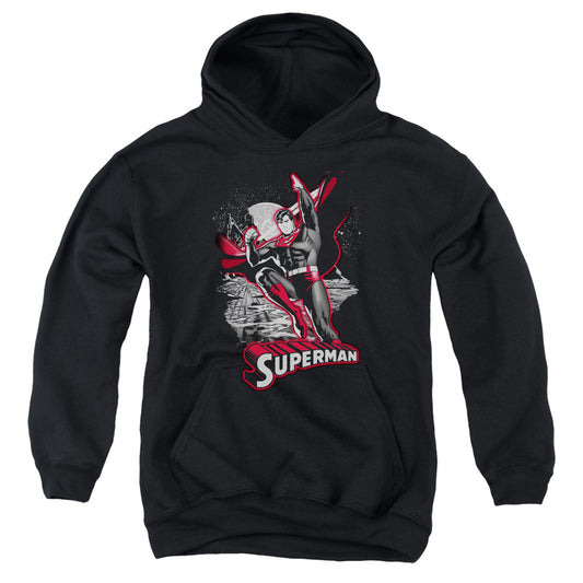 Jla Superman Red & Gray-youth Pull-over Hoodie - Black