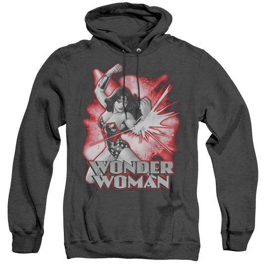 Jla - Wonder Woman Red & Gray - Adult Heather Hoodie - Black