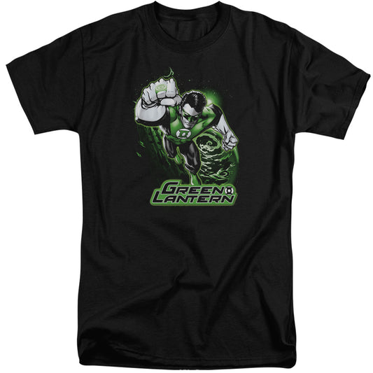 Jla - Green Lantern Green & Gray - Short Sleeve Adult Tall - Black T-shirt