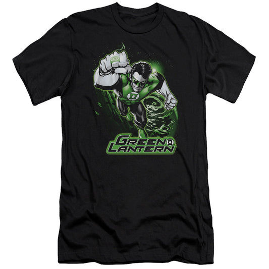 Jla - Green Lantern Green & Gray - Short Sleeve Adult 30/1 - Black T-shirt