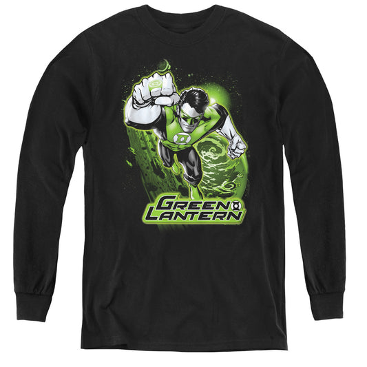 Jla Green Lantern Green & Gray - Youth Long Sleeve Tee - Black