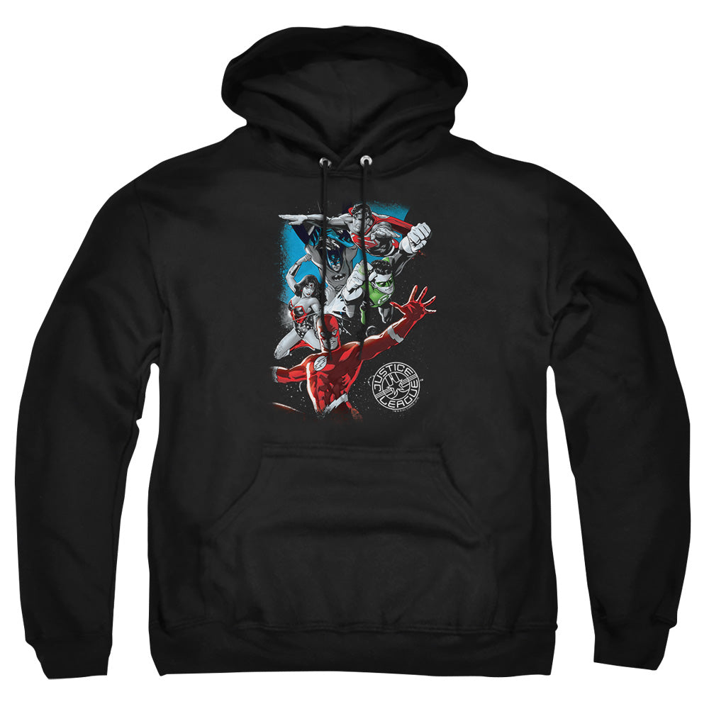 Jla - Galactic Attack - Adult Pull-over Hoodie - Black