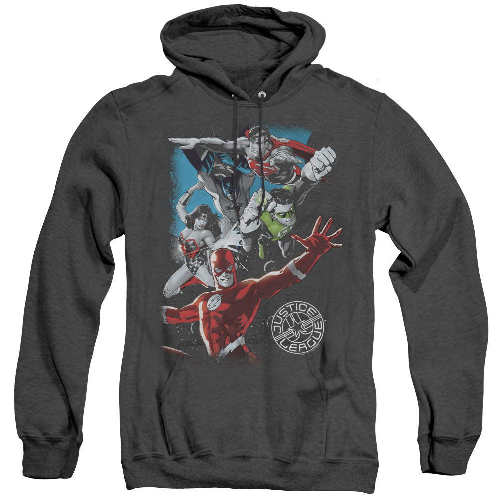Jla - Galactic Attack - Adult Heather Hoodie - Black