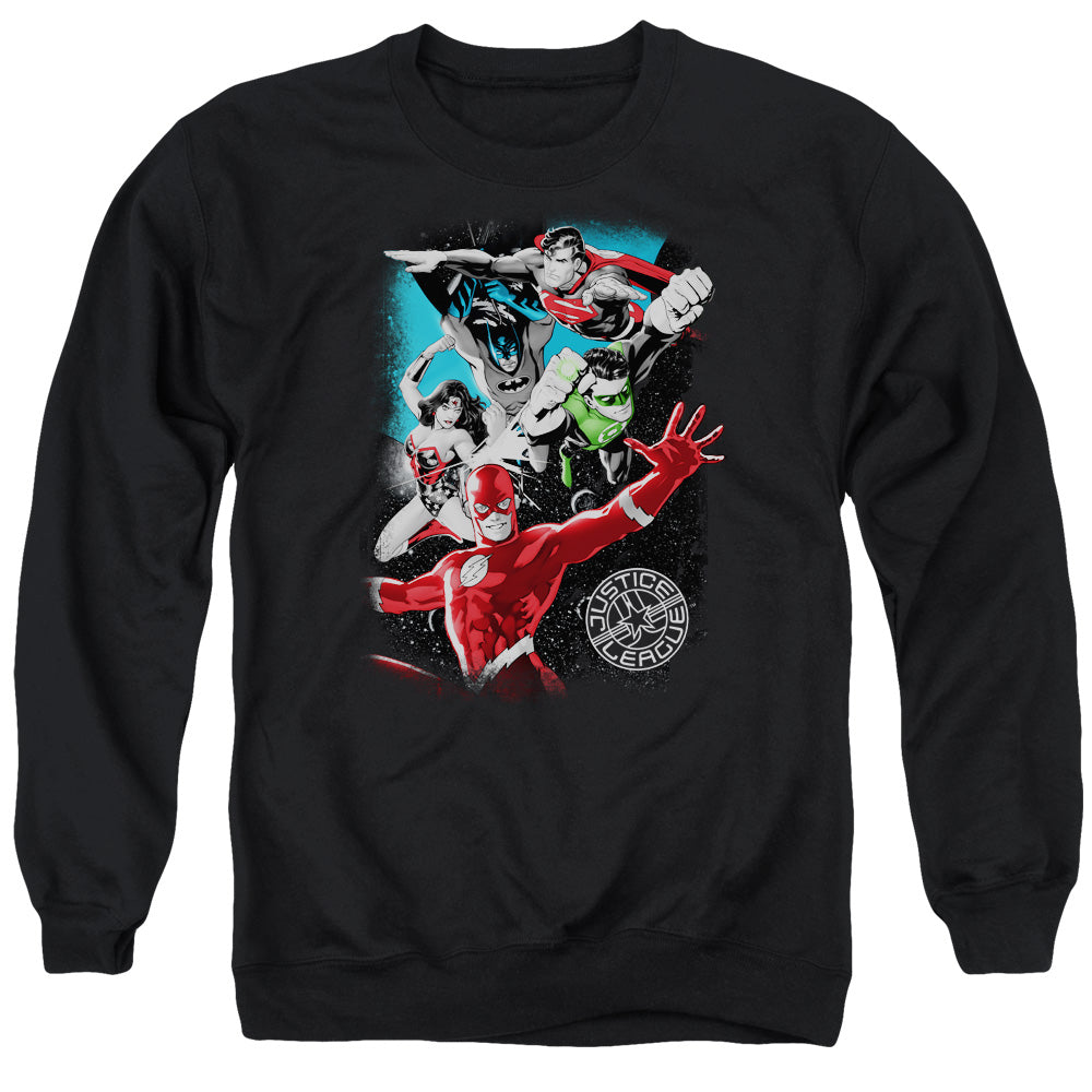 Jla - Galactic Attack - Adult Crewneck Sweatshirt - Black