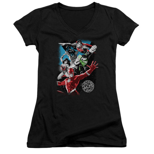 Jla - Galactic Attack - Junior V-neck - Black
