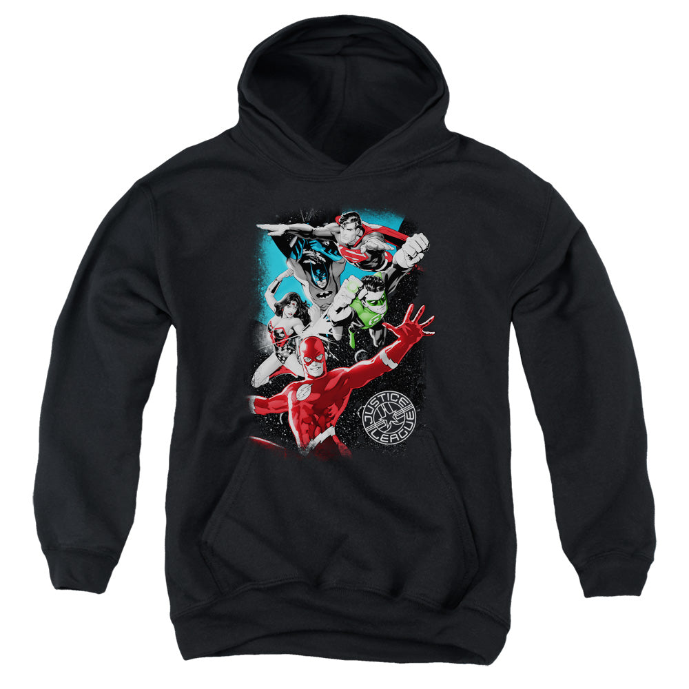 Jla - Galactic Attack - Youth Pull-over Hoodie - Black