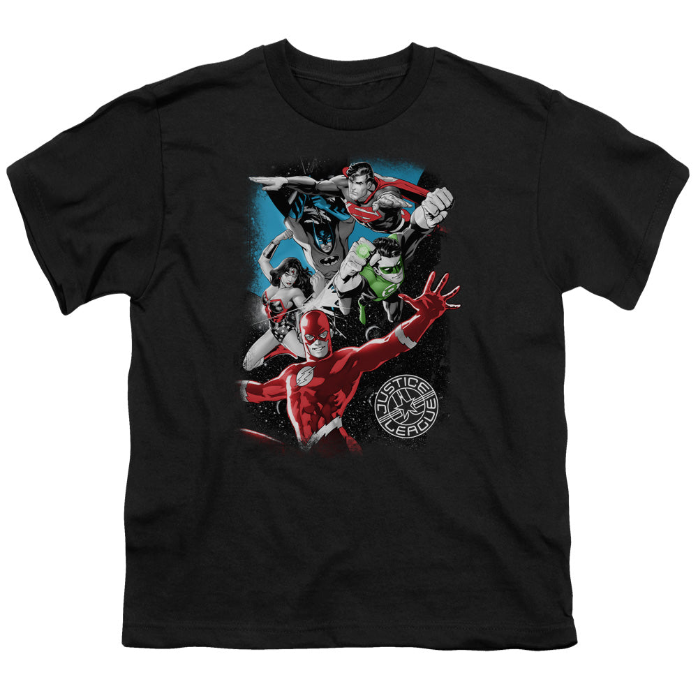 Jla - Galactic Attack - Short Sleeve Youth 18/1 - Black T-shirt