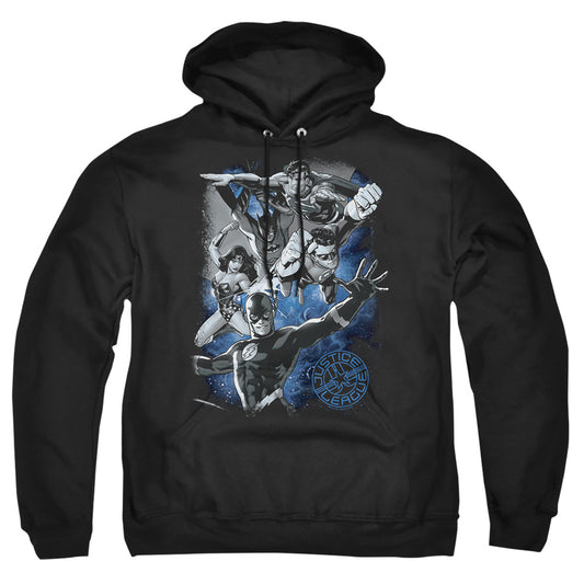 Jla - Galactic Attack Nebula - Adult Pull-over Hoodie - Black