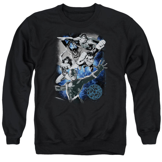 Jla - Galactic Attack Nebula - Adult Crewneck Sweatshirt - Black