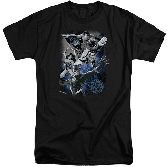 Jla - Galactic Attack Nebula - Short Sleeve Adult Tall - Black T-shirt