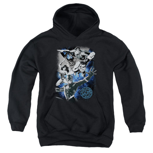 Jla - Galactic Attack Nebula - Youth Pull-over Hoodie - Black