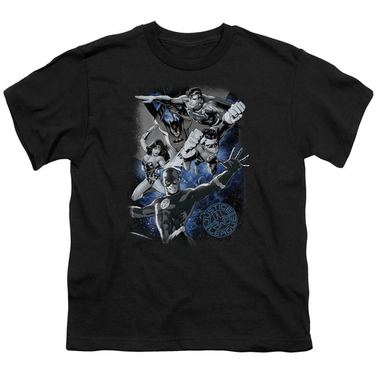 Jla - Galactic Attack Nebula - Short Sleeve Youth 18/1 - Black T-shirt