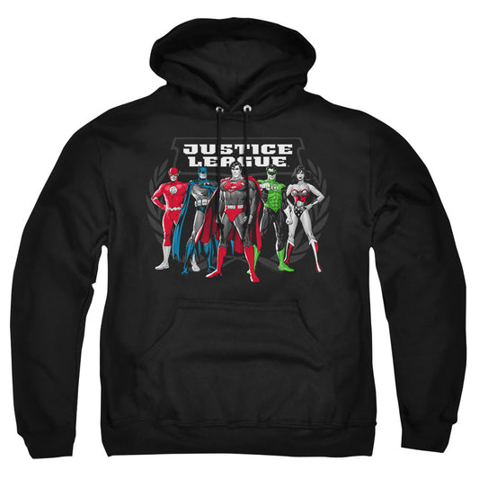 Jla - The Big Five - Adult Pull-over Hoodie - Black
