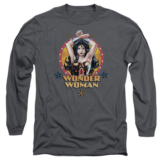 Jla - Powerful Woman - Long Sleeve Adult 18/1 - Charcoal T-shirt