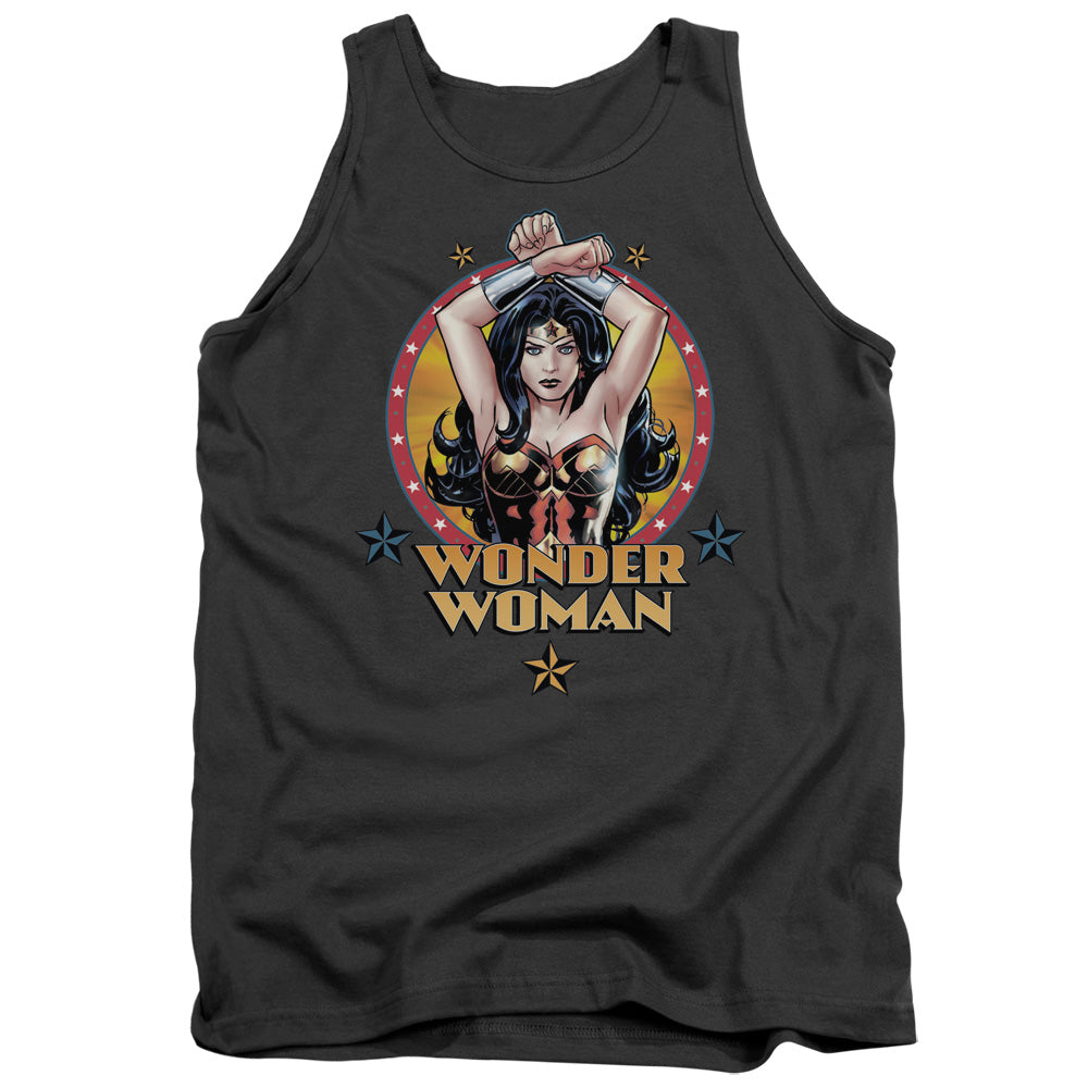 Jla - Powerful Woman - Adult Tank - Charcoal