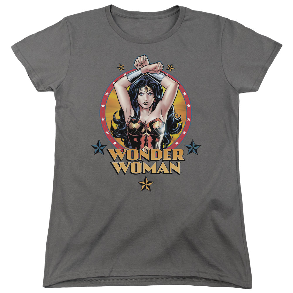 Jla - Powerful Woman - Short Sleeve Womens Tee - Charcoal T-shirt